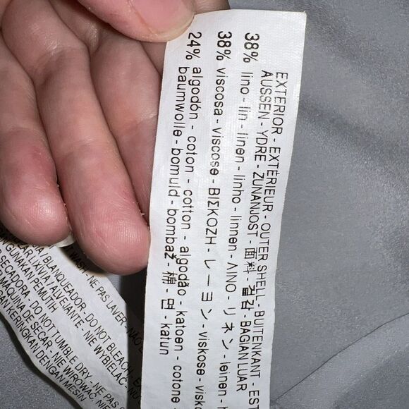 Zara Basic M Light Blue Linen Blend Lined 3/4 Sleeve Jacket - Picture 5 of 5